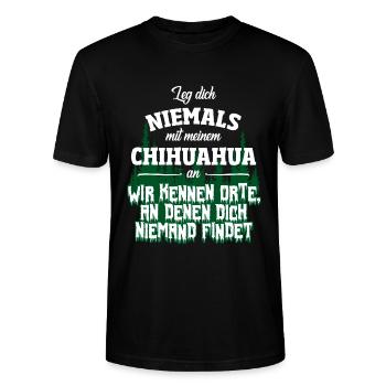 Chihuahua lustig Geschenk Frauchen Herrchen Hund - Stanley/Stella Unisex Bio-T-Shirt CRAFTER - Schwarz - Vorne - Alina (178cm) & Michal (187cm)