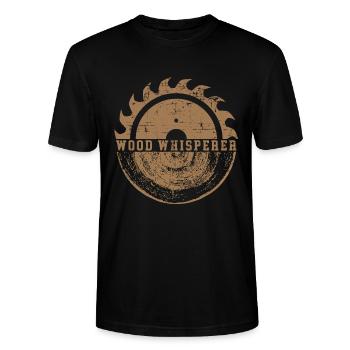 Wood Whisperer | Funshirt Handwerker witzig - Stanley/Stella Unisex Bio-T-Shirt CRAFTER - Schwarz - Vorne - Alina (178cm) & Michal (187cm)