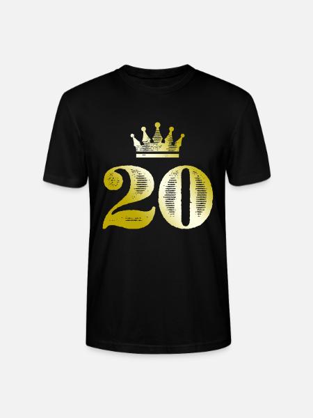 20 Number Crown Gold - Stanley/Stella CRAFTER Unisex Organic T-Shirt - black