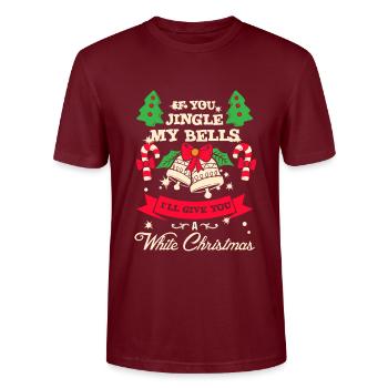 Jingle bells White Christmas gift - T-shirt bio CRAFTER Stanley Stella Unisexe - bordeaux - Devant - Alina (178cm) & Michal (187cm)