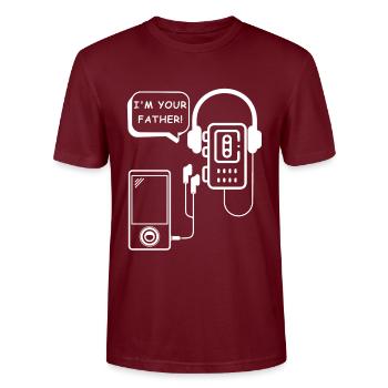 Ich bin dein Vater | Walkman, mp3, Musik - Stanley/Stella Unisex Bio-T-Shirt CRAFTER - Burgunderrot - Vorne - Alina (178cm) & Michal (187cm)