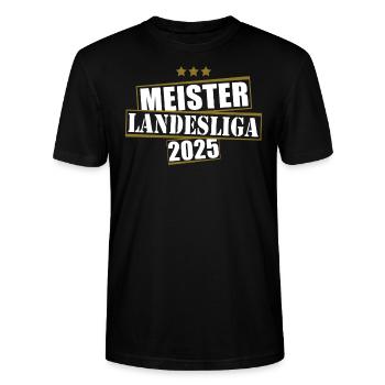 Meister Landesliga 2025 Aufstiegstrikot - Stanley/Stella Unisex Bio-T-Shirt CRAFTER - Schwarz - Vorne - Alina (178cm) & Michal (187cm)