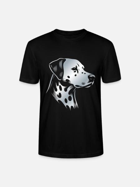 Dalmatian, dog head, drawing silver - Stanley/Stella CRAFTER Unisex Organic T-Shirt - black