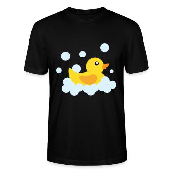 Badeente Gelbe Ente Quietscheente Gummiente Baden - Stanley/Stella Unisex Bio-T-Shirt CRAFTER - Schwarz - Vorne - Alina (178cm) & Michal (187cm)
