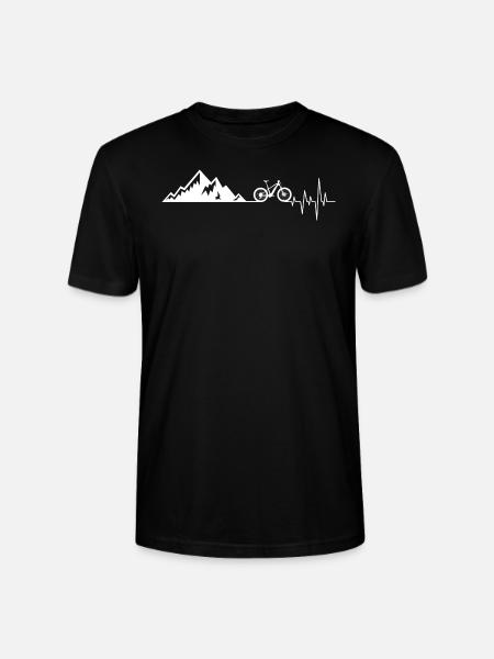 Heartbeat mountains bicycle - Stanley/Stella CRAFTER Unisex Organic T-Shirt - black
