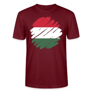 Hungary Flag Hungarian Flag Balaton Hungary - Stanley/Stella CRAFTER Unisex Organic T-Shirt - burgundy - Front - Alina (178cm) & Michal (187cm)