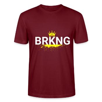 BierKNG - Stanley/Stella Unisex Bio-T-Shirt CRAFTER - Burgunderrot - Vorne - Alina (178cm) & Michal (187cm)