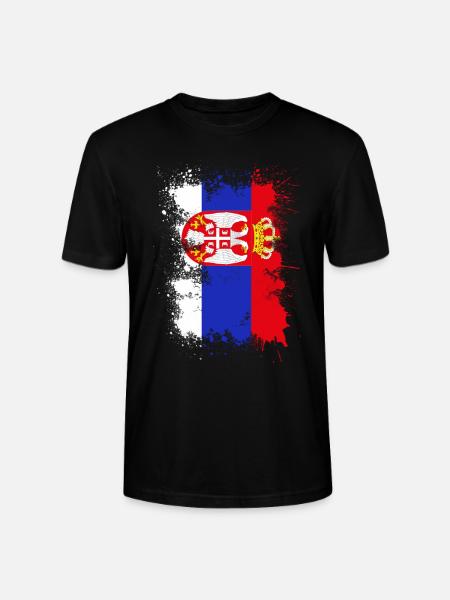 Serbien Flagge Farbfleck - Stanley/Stella Unisex Bio-T-Shirt CRAFTER - Schwarz