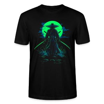 Samurai Schwertkämpfer Ronin Krieger Katana - Stanley/Stella Unisex Bio-T-Shirt CRAFTER - Schwarz - Vorne - Alina (178cm) & Michal (187cm)