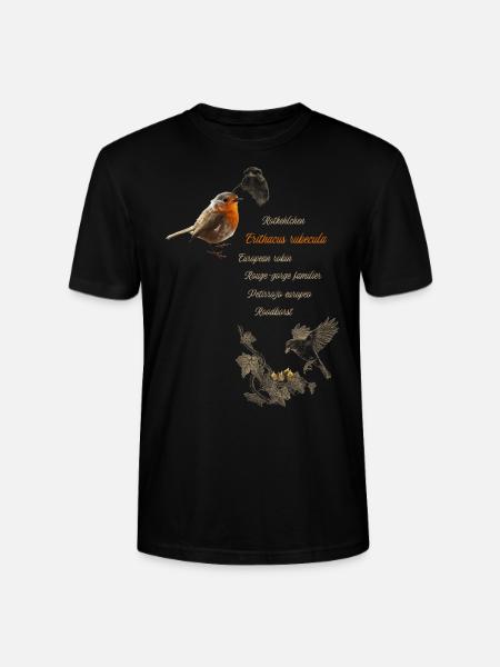 Rotkehlchen - Erithacus rubecula - Stanley/Stella Unisex Bio-T-Shirt CRAFTER - Schwarz