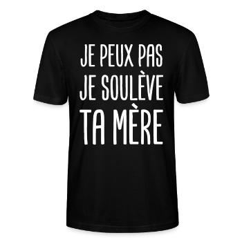 ta mère je la soulève cadeau beauf - T-shirt bio CRAFTER Stanley Stella Unisexe - noir - Devant - Alina (178cm) & Michal (187cm)