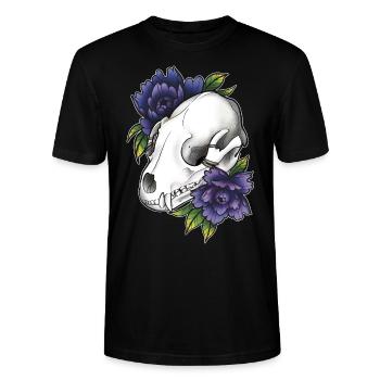 Fantasy Waschbär Schädel - Stanley/Stella Unisex Bio-T-Shirt CRAFTER - Schwarz - Vorne - Alina (178cm) & Michal (187cm)