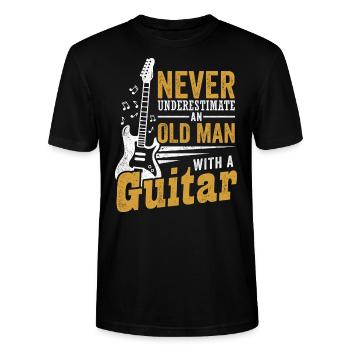 Gitarrist Alter Mann Gitarre Musiker Rente - Stanley/Stella Unisex Bio-T-Shirt CRAFTER - Schwarz - Vorne - Alina (178cm) & Michal (187cm)
