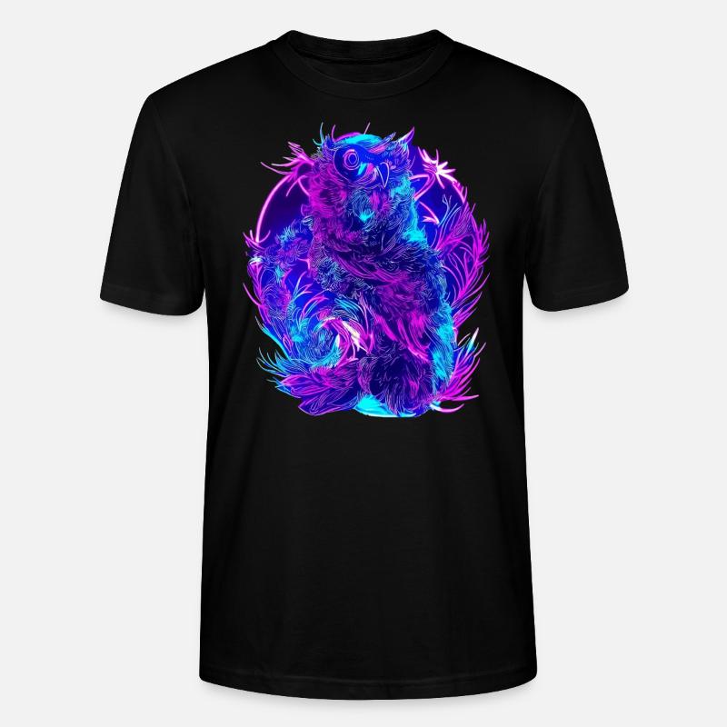 Abstrakte Eulen Neon Synthwave Kunst - Stanley/Stella Unisex Bio-T-Shirt CRAFTER - Schwarz