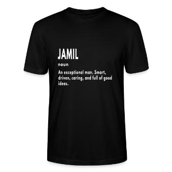 Jamil Gifts Noun An Exceptional Man - Stanley/Stella CRAFTER Unisex Organic T-Shirt - black - Front - Alina (178cm) & Michal (187cm)