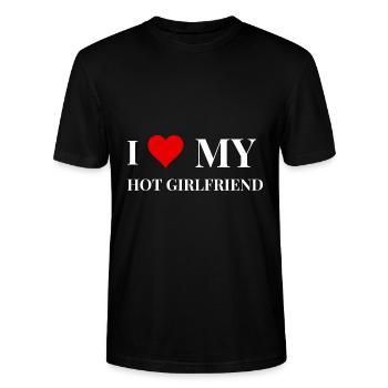 I love my hot Girlfriend Present - Stanley/Stella CRAFTER Unisex Organic T-Shirt - black - Front - Alina (178cm) & Michal (187cm)