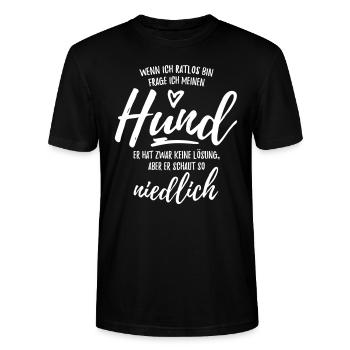 Mein Hund schaut so niedlich - Stanley/Stella Unisex Bio-T-Shirt CRAFTER - Schwarz - Vorne - Alina (178cm) & Michal (187cm)
