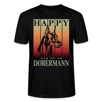 Happy Doberman Dad - Stanley/Stella CRAFTER Unisex Organic T-Shirt - black - Front - Alina (178cm) & Michal (187cm)