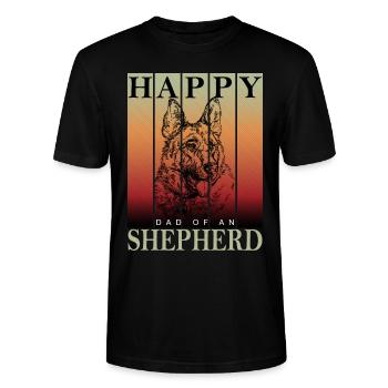 Happy Shepherd Dad - Stanley/Stella CRAFTER Unisex Organic T-Shirt - black - Front - Alina (178cm) & Michal (187cm)