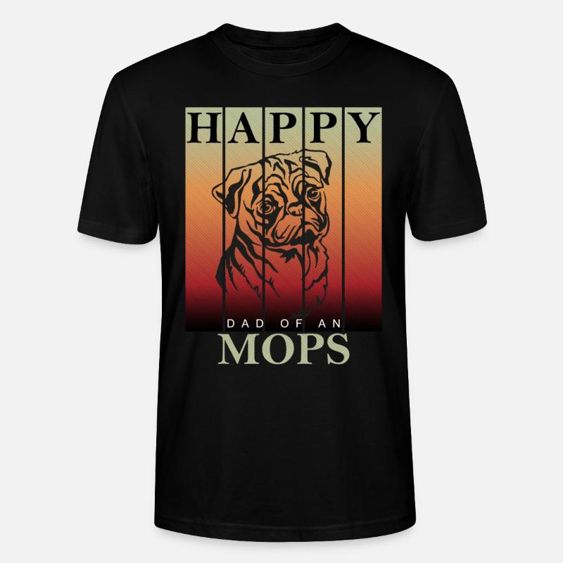 Happy Mops Dad - Stanley/Stella Unisex Bio-T-Shirt CRAFTER - Schwarz