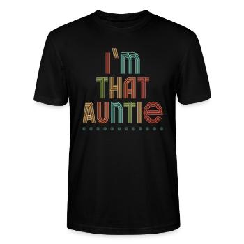 I am That Auntie - Stanley/Stella Unisex Bio-T-Shirt CRAFTER - Schwarz - Vorne - Alina (178cm) & Michal (187cm)