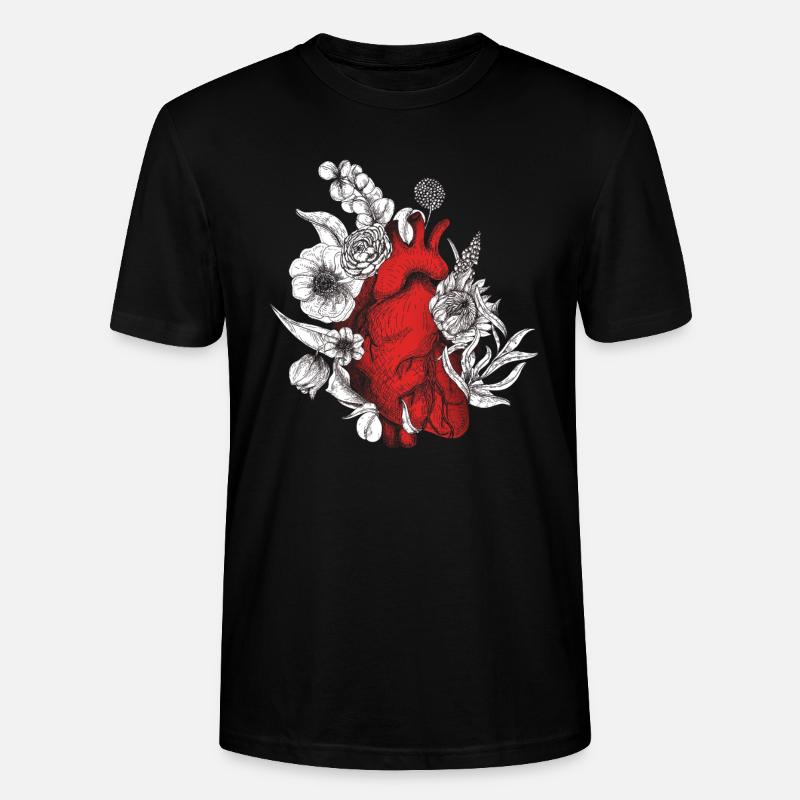 Anatomisches Herz und Blumen - Stanley/Stella Unisex Bio-T-Shirt CRAFTER - Schwarz