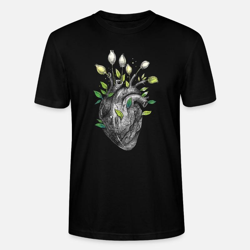 Anatomisches Herz und Blumen - Stanley/Stella Unisex Bio-T-Shirt CRAFTER - Schwarz