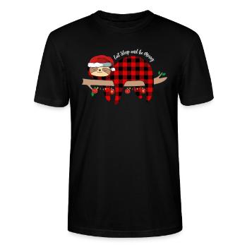 Iss Schlaf und sei fröhliches Faultier - Stanley/Stella Unisex Bio-T-Shirt CRAFTER - Schwarz - Vorne - Alina (178cm) & Michal (187cm)