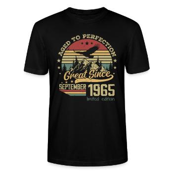 59 Jahre alt bis zur Perfektion geboren: September 1965 - Stanley/Stella Unisex Bio-T-Shirt CRAFTER - Schwarz - Vorne - Alina (178cm) & Michal (187cm)