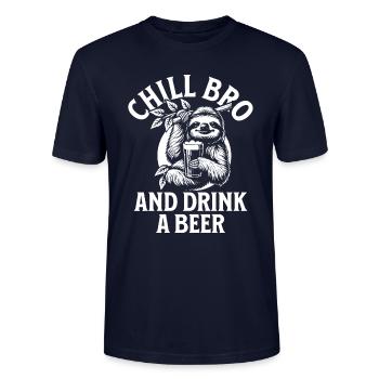 CHILL BRO AND DRINK A BEER - Stanley/Stella Unisex Bio-T-Shirt CRAFTER - Navy - Vorne - Alina (178cm) & Michal (187cm)