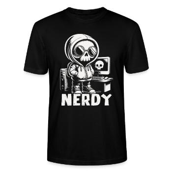 Nerdy - Stanley/Stella Unisex Bio-T-Shirt CRAFTER - Schwarz - Vorne - Alina (178cm) & Michal (187cm)
