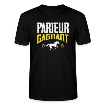 Parieur Gagnant Turfiste Et Joueur De PMU - T-shirt bio CRAFTER Stanley Stella Unisexe - noir - Devant - Alina (178cm) & Michal (187cm)
