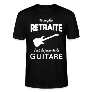 Mon plan retraite c'est de jouer de la guitare - T-shirt bio CRAFTER Stanley Stella Unisexe - noir - Devant - Alina (178cm) & Michal (187cm)