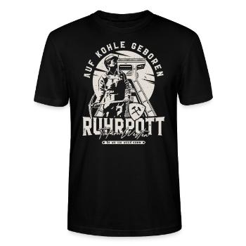 Ruhrpott Ruhrgebiet - Auf kohle Geboren - Stanley/Stella Unisex Bio-T-Shirt CRAFTER - Schwarz - Vorne - Alina (178cm) & Michal (187cm)