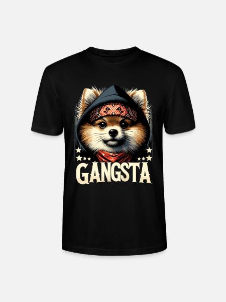 Kleinspitz Spitz Gangsta Gangster Hund Geschenk - Stanley/Stella Unisex Bio-T-Shirt CRAFTER - Schwarz