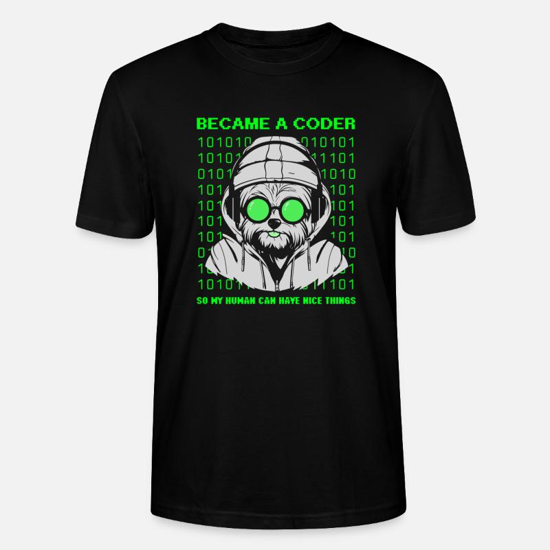 Became a Coder – Cyber Dog Binary - Stanley/Stella CRAFTER Unisex Organic T-Shirt - black