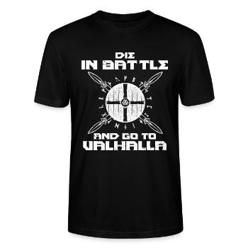 Mourir dans le combat et aller à Walhalla - T-shirt bio CRAFTER Stanley Stella Unisexe - noir - Devant - Alina (178cm) & Michal (187cm)