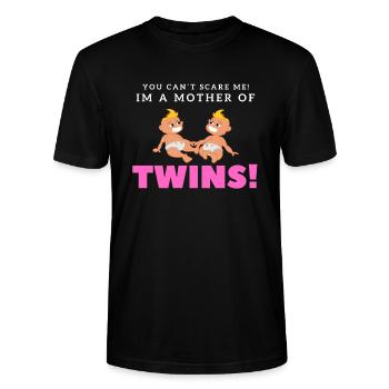 Zwillinge Schwangerschaft Mama Papa Geschenk 7 - Stanley/Stella Unisex Bio-T-Shirt CRAFTER - Schwarz - Vorne - Alina (178cm) & Michal (187cm)