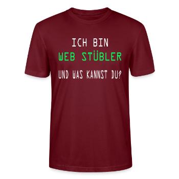 Computerarbeit Computerfreak Programmierung Coding - Stanley/Stella Unisex Bio-T-Shirt CRAFTER - Burgunderrot - Vorne - Alina (178cm) & Michal (187cm)