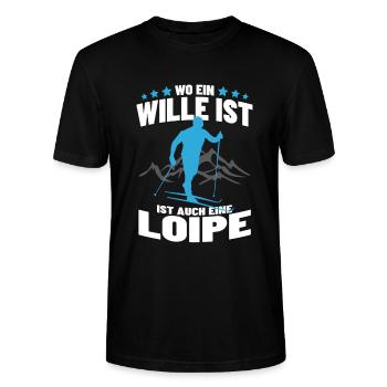 Stolzes Langlauf Wintersport Loipe Ski Geschenk - Stanley/Stella Unisex Bio-T-Shirt CRAFTER - Schwarz - Vorne - Alina (178cm) & Michal (187cm)