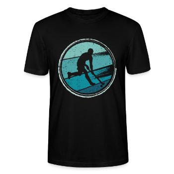 Feldhockey Spieler Retro Hockey Spieler - Stanley/Stella Unisex Bio-T-Shirt CRAFTER - Schwarz - Vorne - Alina (178cm) & Michal (187cm)