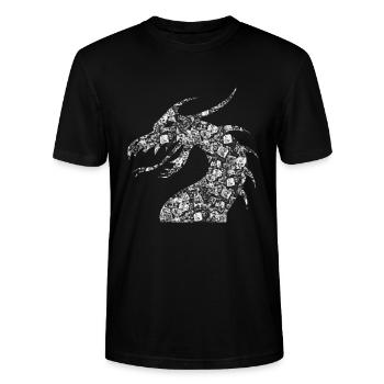 DRAGON Drachen mit RPG Würfel Rollenspiel, DICE - Stanley/Stella Unisex Bio-T-Shirt CRAFTER - Schwarz - Vorne - Alina (178cm) & Michal (187cm)