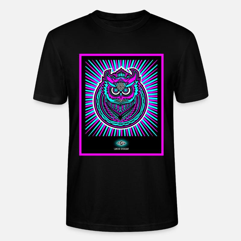 Neon Eule in strahlendem Neonpink - Stanley/Stella Unisex Bio-T-Shirt CRAFTER - Schwarz
