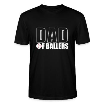 Dad Of Ballers Shirt Geschenk Baseball - Stanley/Stella Unisex Bio-T-Shirt CRAFTER - Schwarz - Vorne - Alina (178cm) & Michal (187cm)