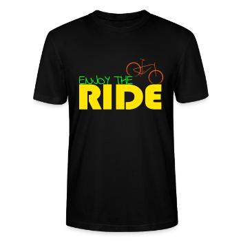 Enjoy the RIDE Mountainbike T-Shirt Gift - Stanley/Stella Unisex Bio-T-Shirt CRAFTER - Schwarz - Vorne - Alina (178cm) & Michal (187cm)