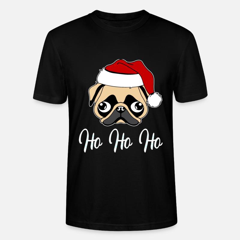 Mops Weihnachtsmann - Stanley/Stella Unisex Bio-T-Shirt CRAFTER - Schwarz