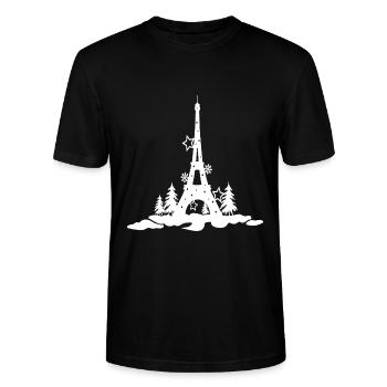 CHRISTMAS EIFFEL TOUR 2,Tour eiffel paris - T-shirt bio CRAFTER Stanley Stella Unisexe - noir - Devant - Alina (178cm) & Michal (187cm)