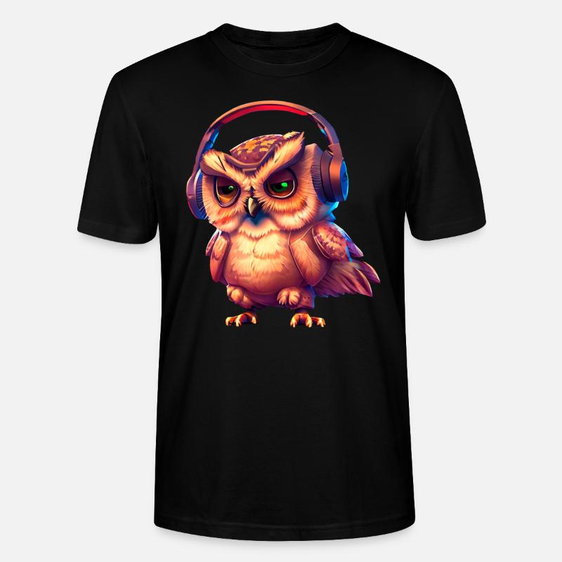 Eule mit Kopfhörer - Stanley/Stella Unisex Bio-T-Shirt CRAFTER - Schwarz