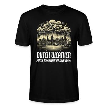 Embrassez l’imprévisible : la fantaisie de la météo néerlandaise - T-shirt bio CRAFTER Stanley Stella Unisexe - noir - Devant - Alina (178cm) & Michal (187cm)