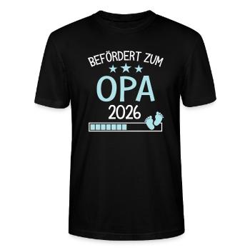Befördert zu Opa 2026 Geschenk für neuer Großvater - Stanley/Stella Unisex Bio-T-Shirt CRAFTER - Schwarz - Vorne - Alina (178cm) & Michal (187cm)